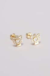 14K Solid Gold Angel Screw Back Stud Piercing Earring - Pretty At Sam