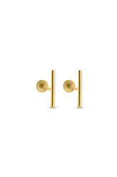 14K Solid Gold Bar Screw Back Stud Earring - Pretty At Sam
