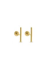 14K Solid Gold Bar Screw Back Stud Earring - Pretty At Sam