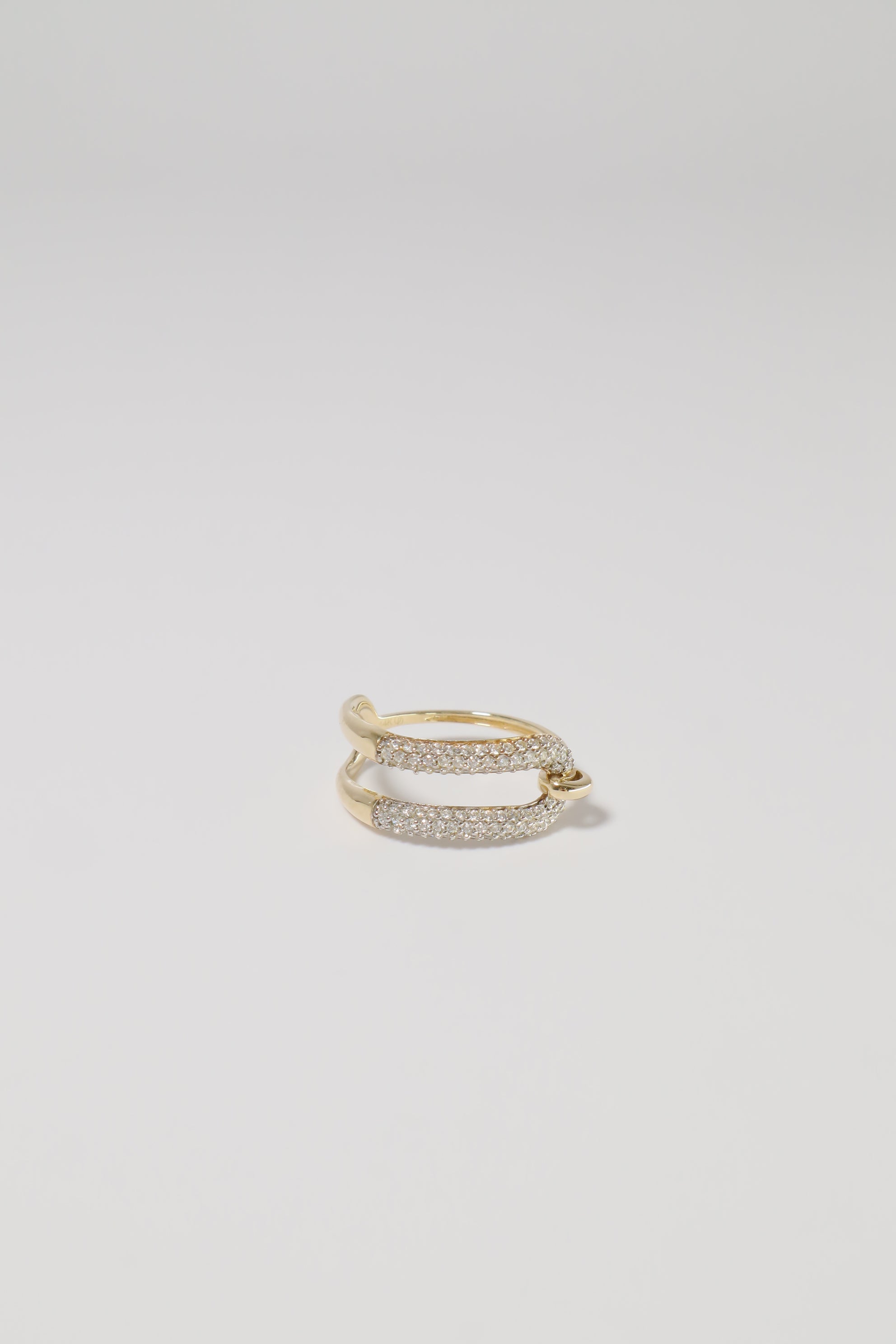 14K Solid Gold Double Side Pave Stone Bold Ring - Pretty At Sam