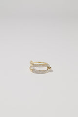14K Solid Gold Double Side Pave Stone Bold Ring - Pretty At Sam