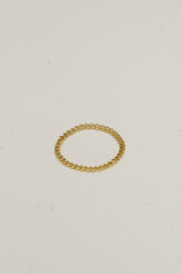 14K Solid Gold Flat Cuban Chain Stackable Ring