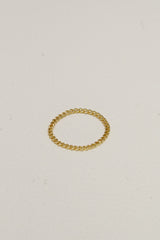 14K Solid Gold Flat Cuban Chain Stackable Ring