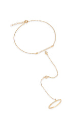 14K Solid Gold Ring Hand Chain Bracelet