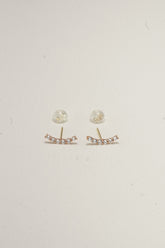 14K Solid Rose Gold CZ Smile Stud Earring