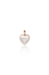 14K Solid Rose Gold Mother Of Pearl Heart Charm Necklace