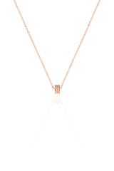 14K Solid Rose Gold Two Row Cylinder Charm Necklace
