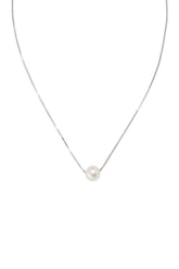 14K Solid White Gold Mother Of Pearl 0.5MM Box Chain Necklace