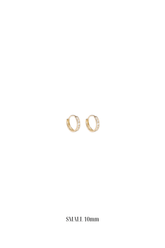 14K Solid Yellow Gold 10MM CZ Channel Setting Hoop Earring - Pretty At Sam