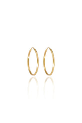 14K Solid Yellow Gold 25MM Diamond Cut Seamless Hoop Earring