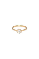 14K Solid Yellow Gold CZ 8 Prongs Setting Ring