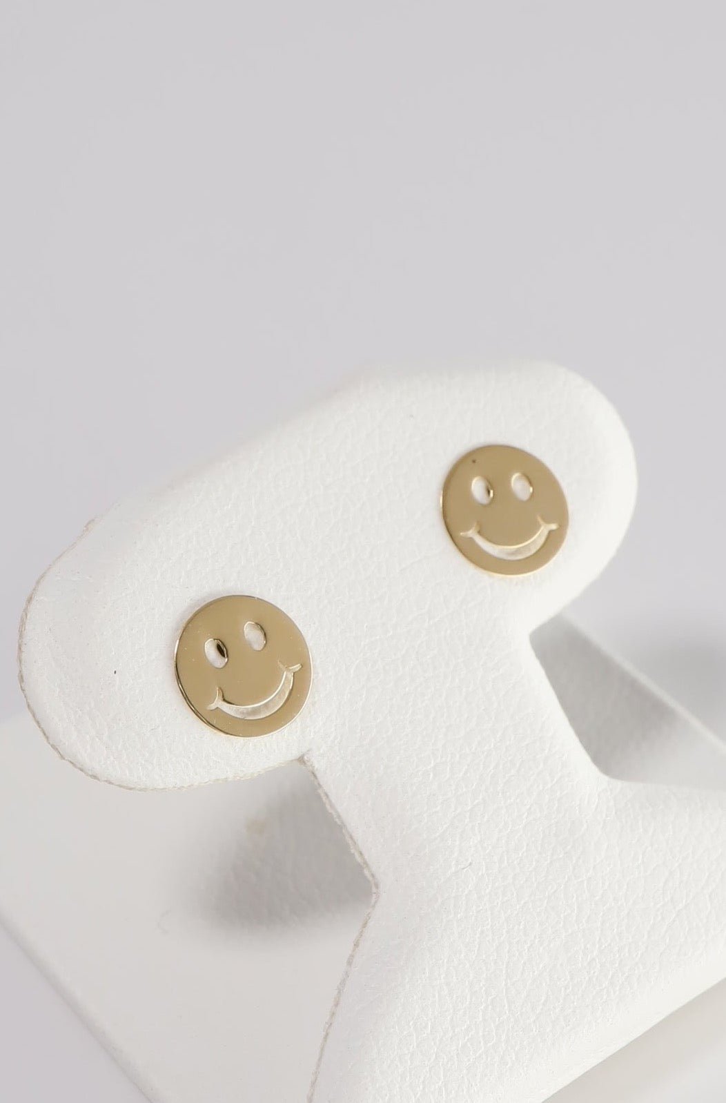 14K Solid Gold Smile Screw Back Stud Earring - Pretty At Sam