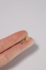 14K Solid Gold Smile Screw Back Stud Earring - Pretty At Sam