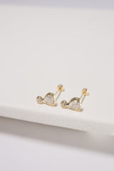 14K Solid Gold Heart Screw Back Stud Earring - Pretty At Sam