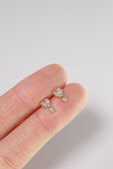 14K Solid Gold Heart Screw Back Stud Earring - Pretty At Sam