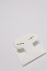 14K Solid Gold Bar Screw Back Stud Earring - Pretty At Sam