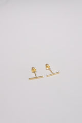 14K Solid Gold Bar Screw Back Stud Earring - Pretty At Sam