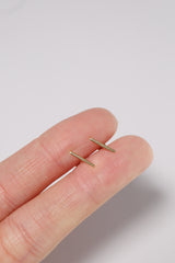 14K Solid Gold Bar Screw Back Stud Earring - Pretty At Sam