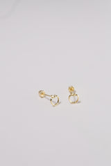 14K Solid Gold Open Apple Stud Screw Back Stud Earring - Pretty At Sam