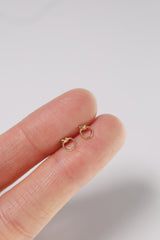 14K Solid Gold Open Apple Stud Screw Back Stud Earring - Pretty At Sam