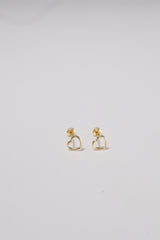 14K Solid Gold Open Heart Stud Screw Back Stud Earring - Pretty At Sam