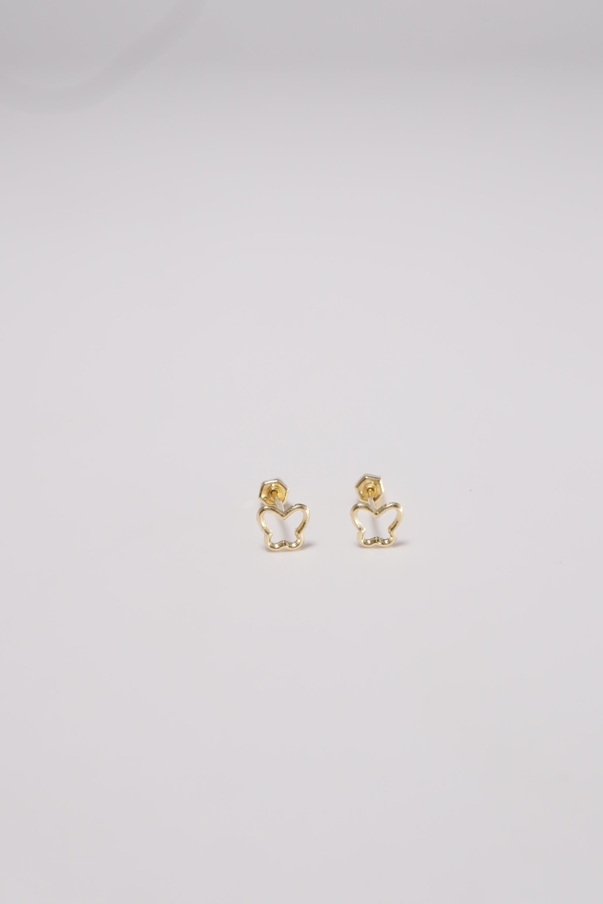14K Solid Gold Open Butterfly Stud Screw Back Stud Earring - Pretty At Sam