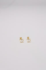 14K Solid Gold Open Butterfly Stud Screw Back Stud Earring - Pretty At Sam