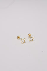 14K Solid Gold Open Butterfly Stud Screw Back Stud Earring - Pretty At Sam
