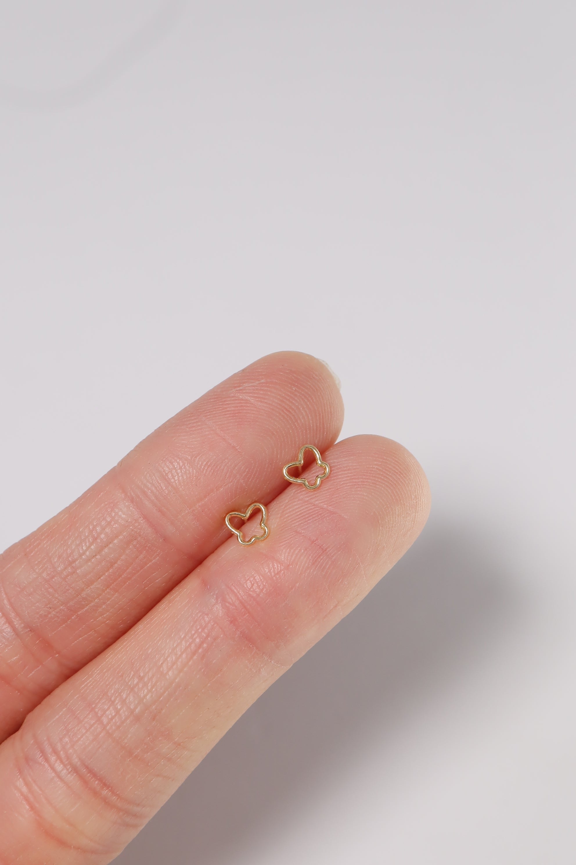 14K Solid Gold Open Butterfly Stud Screw Back Stud Earring - Pretty At Sam