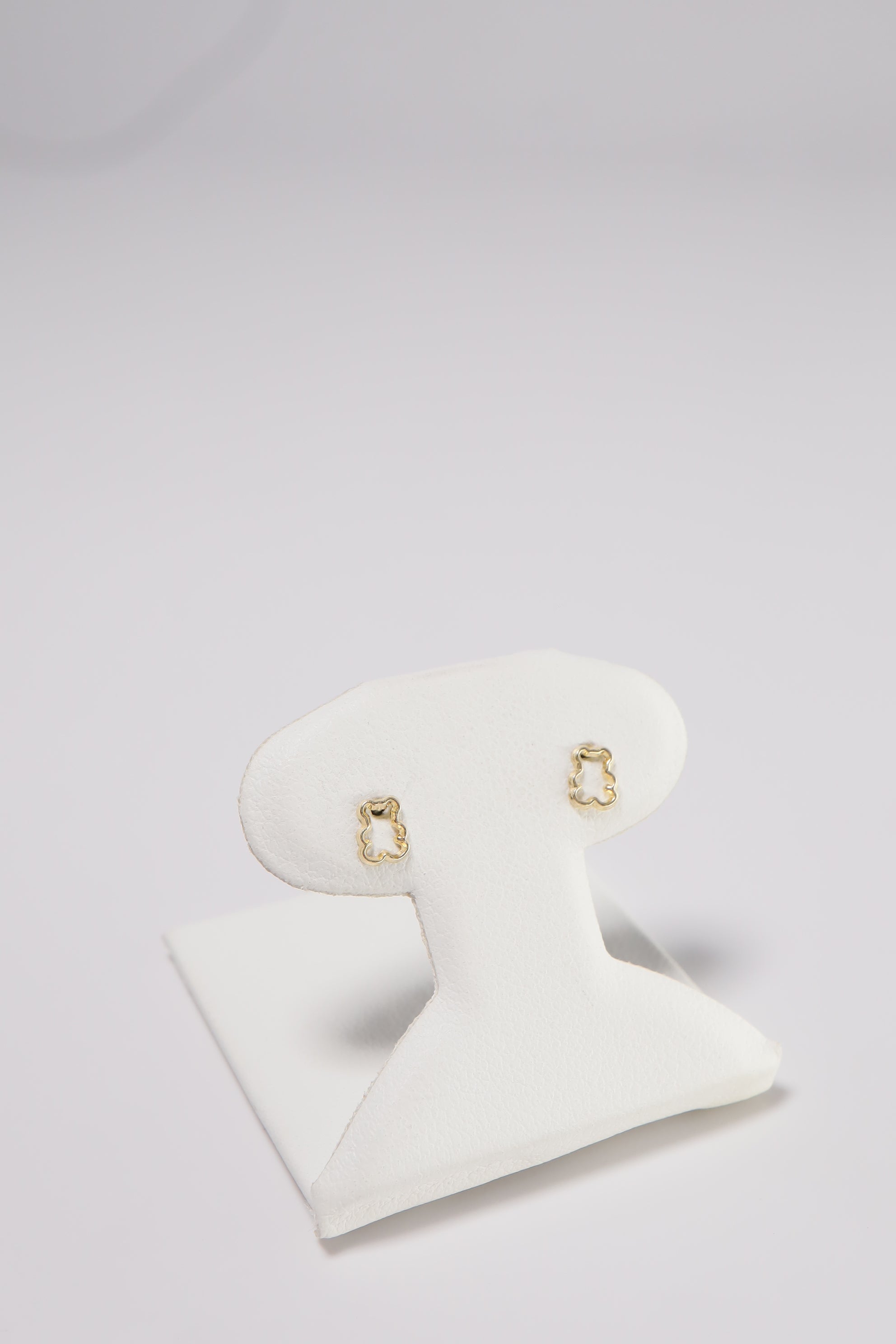 14K Solid Gold Open Teddy Bear Stud Screw Back Stud Earring - Pretty At Sam