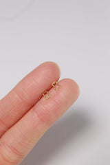 14K Solid Gold Open Teddy Bear Stud Screw Back Stud Earring - Pretty At Sam