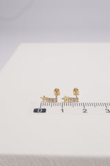 14K Solid Gold CZ Bar Star Drop Screw Back Single Stud - Pretty At Sam