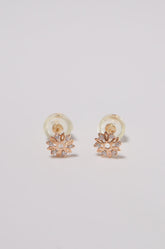 14K Solid Rose Gold CZ Snowflake Stud Earring - Pretty At Sam