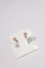 14K Solid Rose Gold 2 Flower Stud Earring - Pretty At Sam