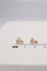 14K Solid Rose Gold 2 Flower Stud Earring - Pretty At Sam