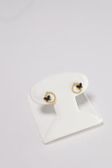 14K Solid Gold Beads Black Butterfly Stud Earring - Pretty At Sam