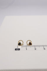 14K Solid Gold Beads Black Butterfly Stud Earring - Pretty At Sam