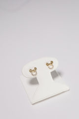 14K Solid Gold CZ Mouse Ribbon Screw Back Stud Earring - Pretty At Sam