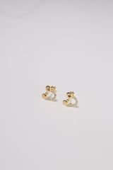 14K Solid Gold CZ Mouse Ribbon Screw Back Stud Earring - Pretty At Sam
