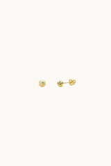 14K Solid Gold 2.5mm Diamond Cut Half Ball Screw Back Stud Earring