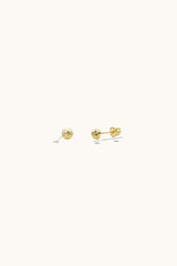 14K Solid Gold 2.5mm Diamond Cut Half Ball Screw Back Stud Earring