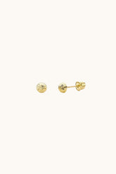 14K Solid Gold 3.5mm Diamond Cut Half Ball Screw Back Stud Earring