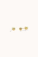 14K Solid Gold 3.5mm Diamond Cut Half Ball Screw Back Stud Earring