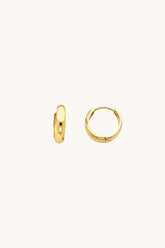 14K Solid Gold 3MM Thickness Round Cut Huggies Hoop Earring