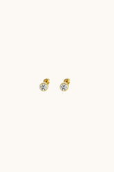 14K Solid Gold 4.3MM Bezel Setting Screw Back Stud Earring