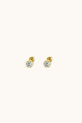 14K Solid Gold 5.3MM Bezel Setting Screw Back Stud Earring