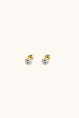 14K Solid Gold 5.3MM Bezel Setting Screw Back Stud Earring