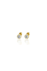 14K Solid Gold 5.3MM Bezel Setting Screw Back Stud Earring