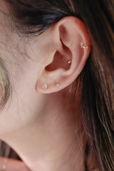 14K Solid Gold 5.3MM Bezel Setting Screw Back Stud Earring