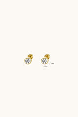 14K Solid Gold 5.3MM Bezel Setting Screw Back Stud Earring